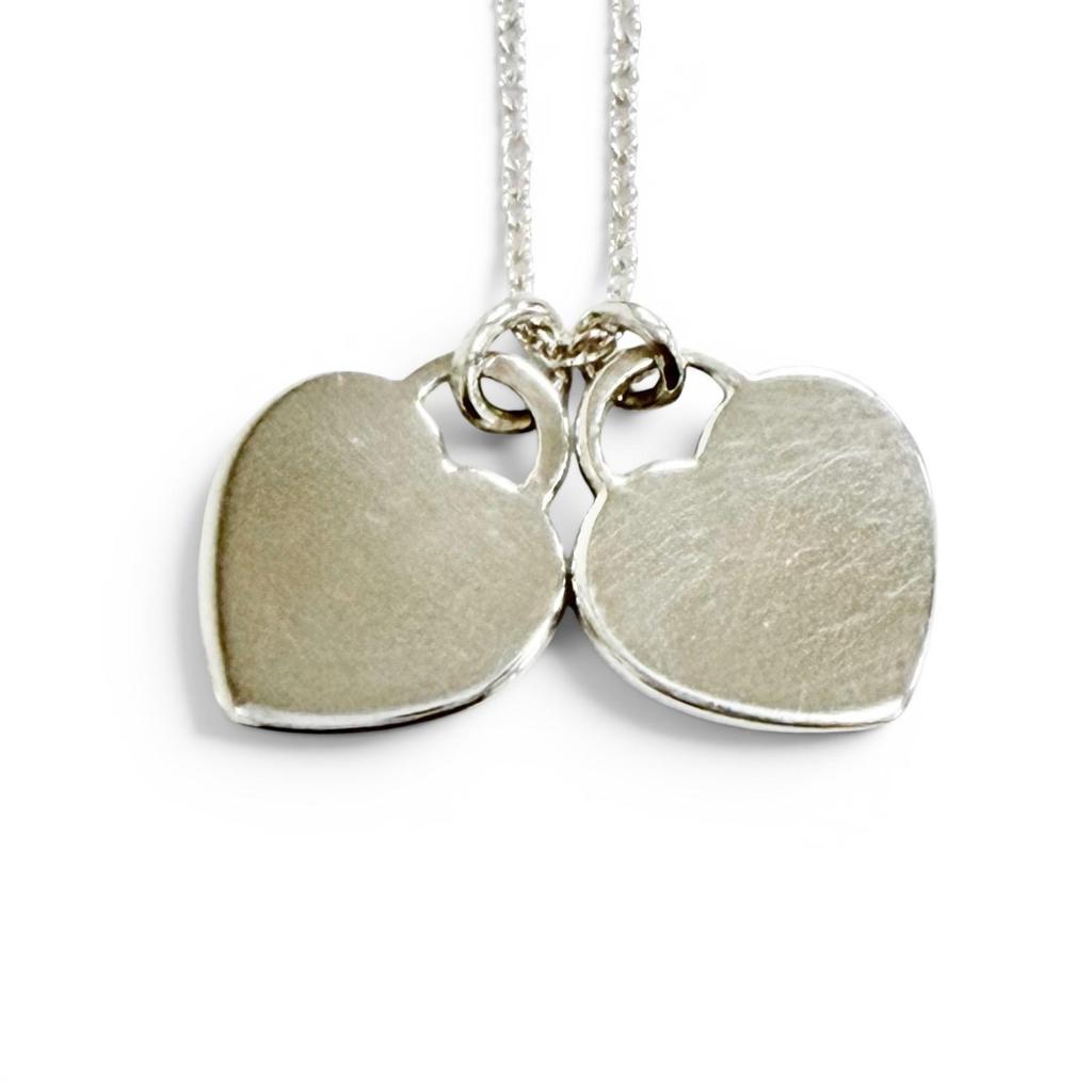 Excellent TIFFANY&Co. Necklace Pink Double Heart Tag Pendant Silver 925 Women Used