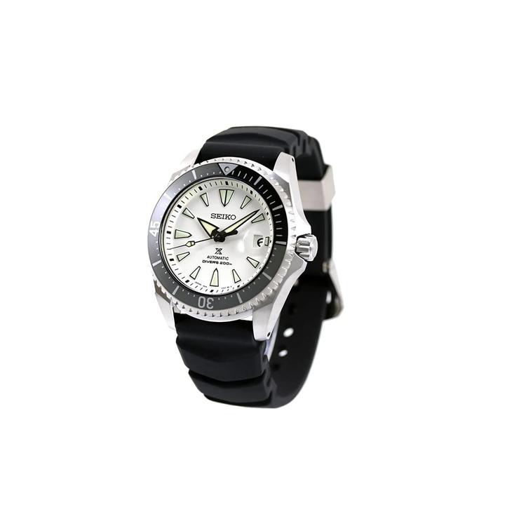 SEIKO 200m Waterproof Automatic Mechanical Movement Silicone Strap Watch Men's Watches White Dial SPB191J1