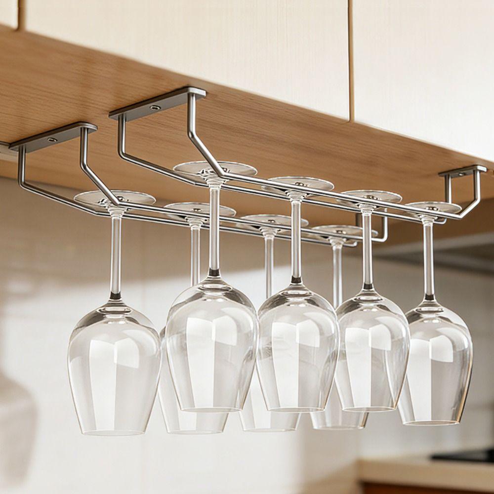 27/35cm Under Cabinet Stemware Holder 1/2/3 Row Hanging Cup Holder Home Storage