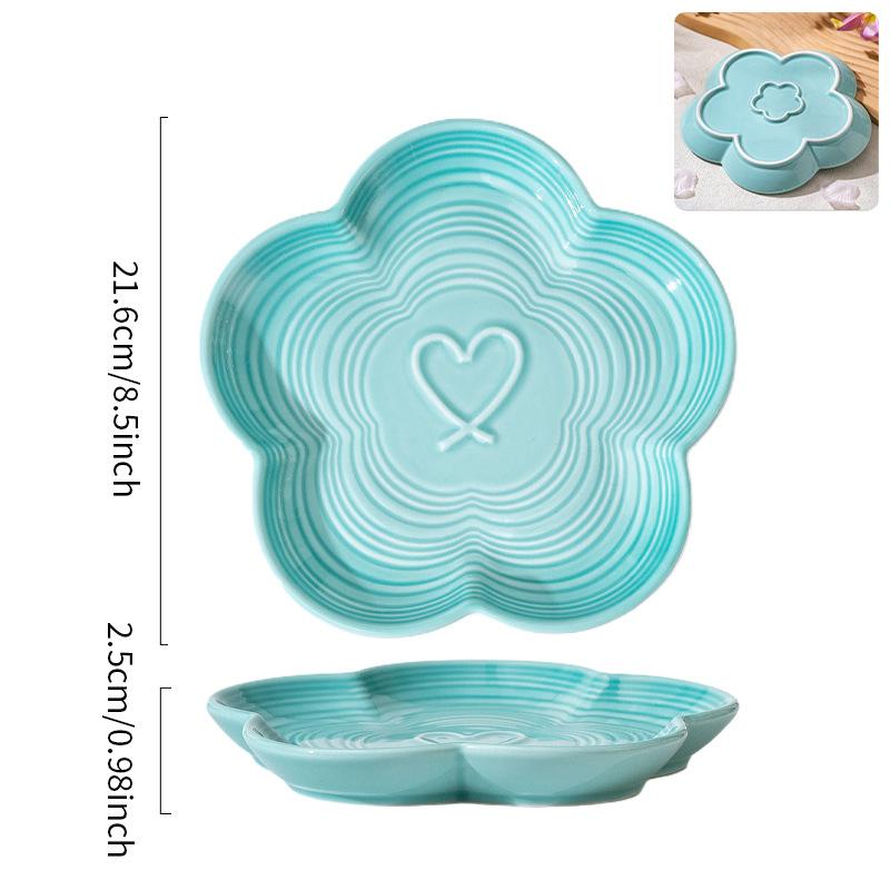 High Temperature Underglaze Ceramic Dinner Plate Gradient Color French Dessert Plate Home Fruit Plate Floral Design