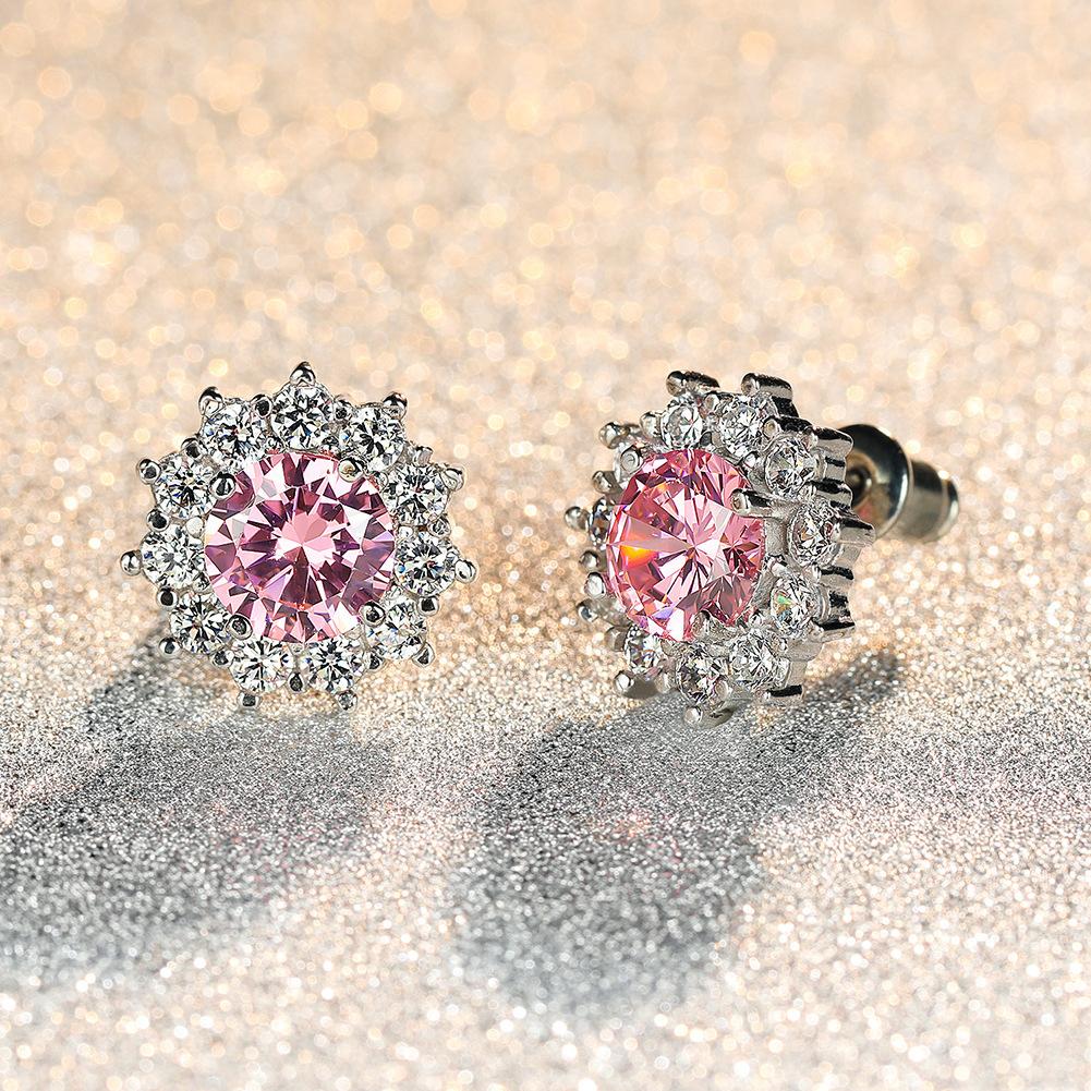 Accessories, White Gold Round Diamond Sunflower Stud Earrings Ol Earrings