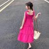 Girls' Summer Spaghetti Strap Beach Dress - Fresh, Stylish Vacation Wear for Big Girls
