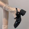 Womens Sheer Lace Ankle Socks With Floral Sweet Lolita Style Mesh Mid-Calf Stockings