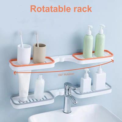 Étagère d'angle murale sans poinçon, drain creux rotatif à 180 degrés, salle de bain, douche, shampoing, support de rangement, organisateur de fournitures de salle de bain