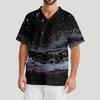Men's Printing Short Sleeve V-neck Working Blouse Chest Pocket Carer Top