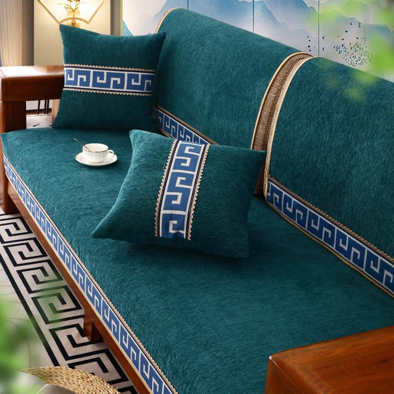 New Chinese Style Solid Wood Sofa Cushion Four Seasons Universal Non-Slip Cushion Modern Sofa Cover