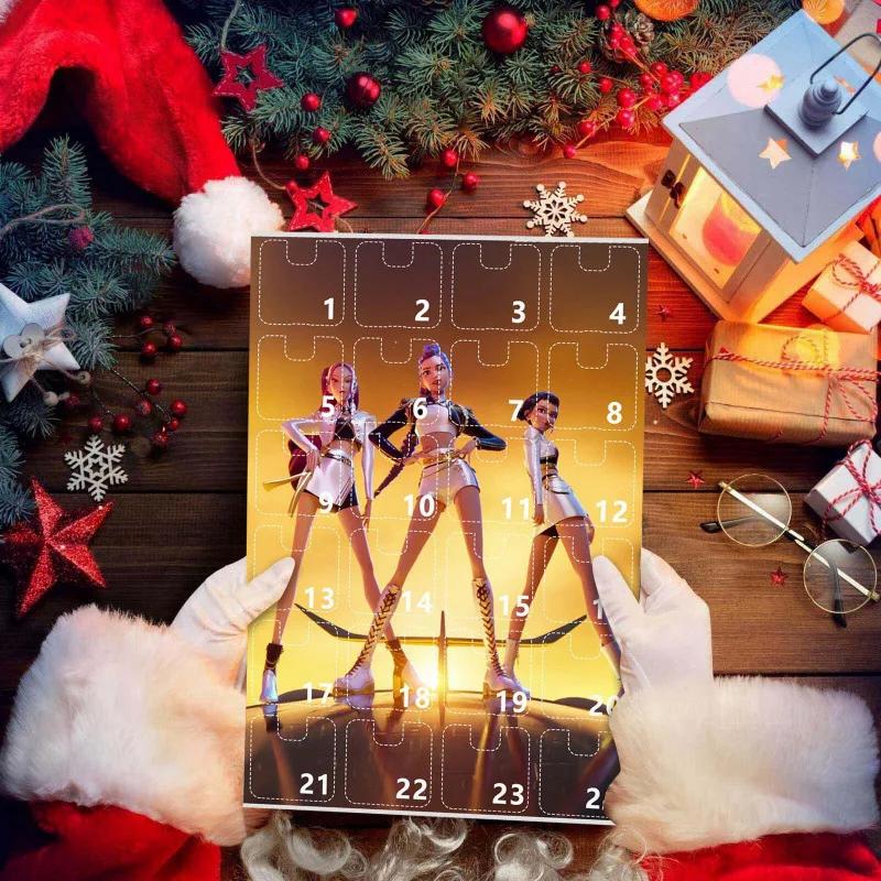 Schlüsselanhänger-Zubehör 24-Tage-Countdown-Kalender Blind Box Schlüsselanhänger Acryl Weihnachtsgeschenk Dämonenjäger Weihnachtskalender