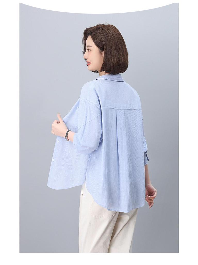 Camisa Listrada de Manga Longa Feminina - Moda Primavera 2025 para um Look Jovem e Estiloso