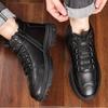 Fashion New Designer Genuine  Men's Ankle Boots Fashion Soft-soled Winter Warm Cotton Shoes Men Non-slip Black Platform Ankle Boots Male