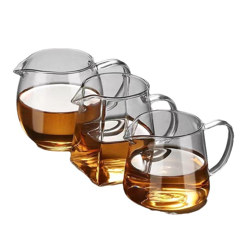 Square Glass Teapot Set with Stainless Steel Filter - Kung Fu Style Tea Dispenser and Fairness Cup for Household Use.