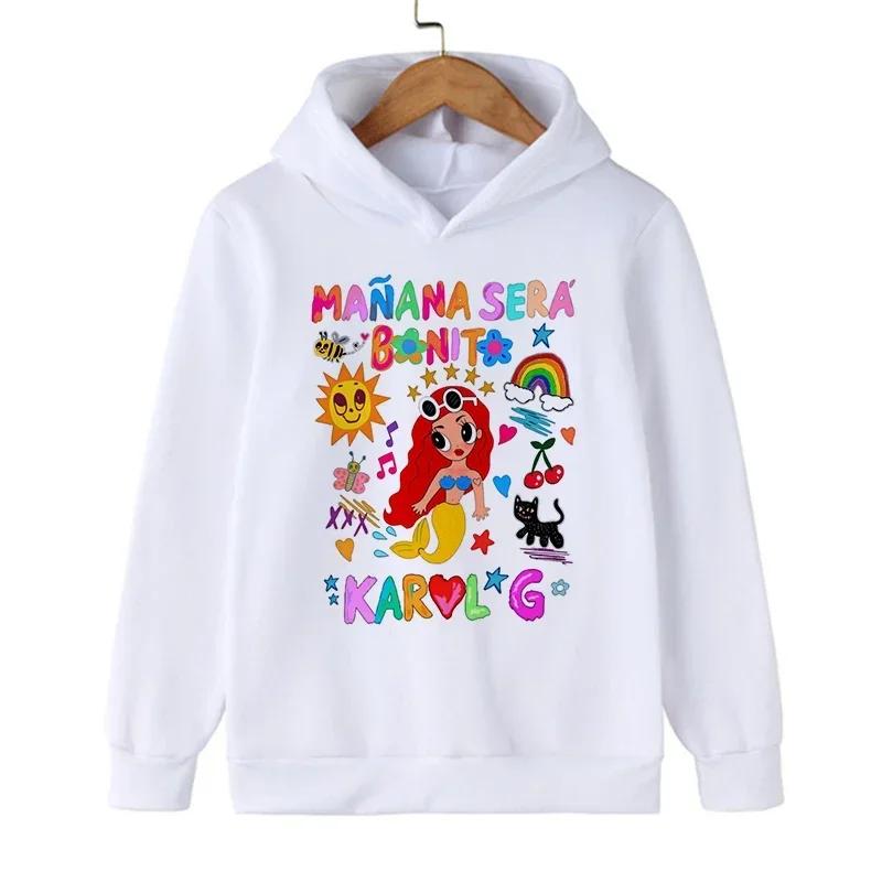 Lustiger Kinder-Hoodie Mañana Sera Bonito Karol G Bichet Muster Bedruckt Lässiger Bequemer Hoodie