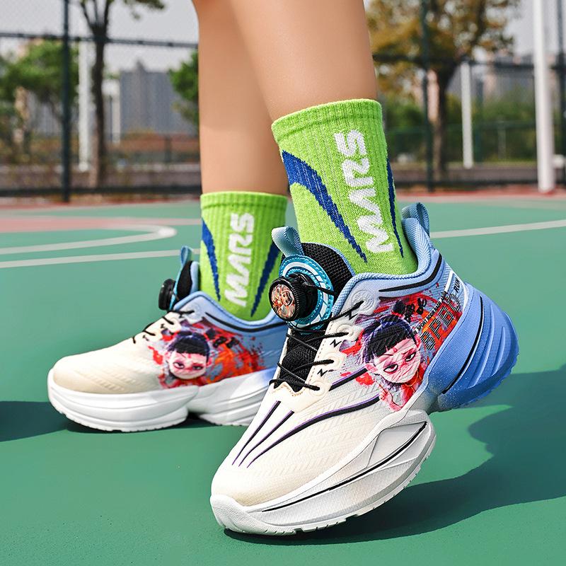 Nezha Classmate Mesh Breathable Rotating Buckle Children's Sports Shoes Youth Running Shoes Spring and Summer Basketball Shoes