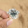 925 Silver Silver Leaf Jasper Stone Elegant Flower Promise Daughter New Ring