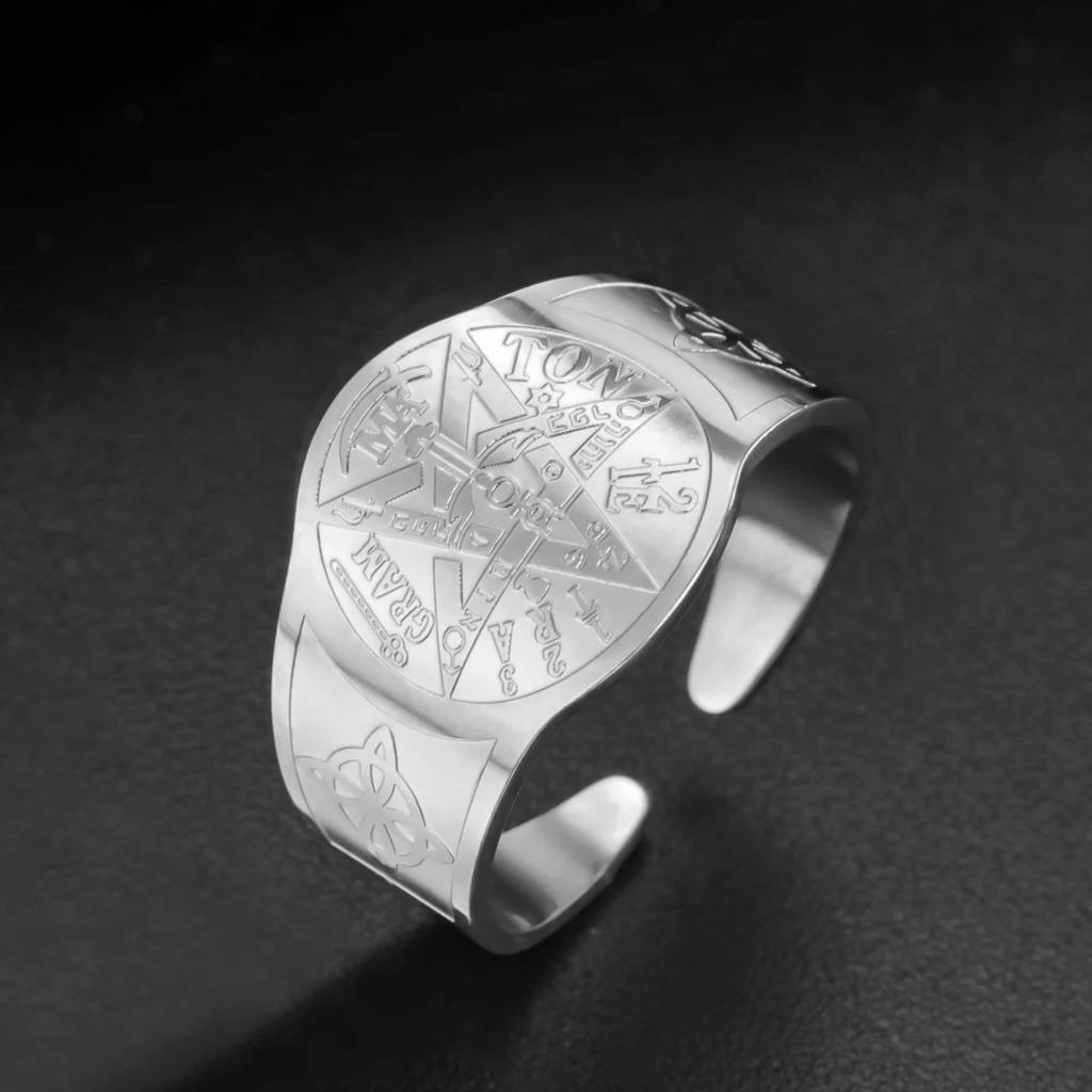 Likgreat Celtic Pentagram Ring For Women Men Pagan Wiccan Open Rings Stainless Steel Jewelry Spiritual Gift For Protection Spell