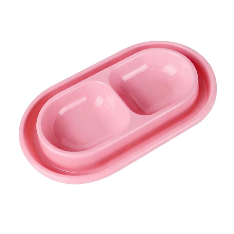 

Outdoor Strays Cats Feeders Ants Protecting Double Dish Plastic Bowl for Food and Water for Easy Cleaning Durable S розовый