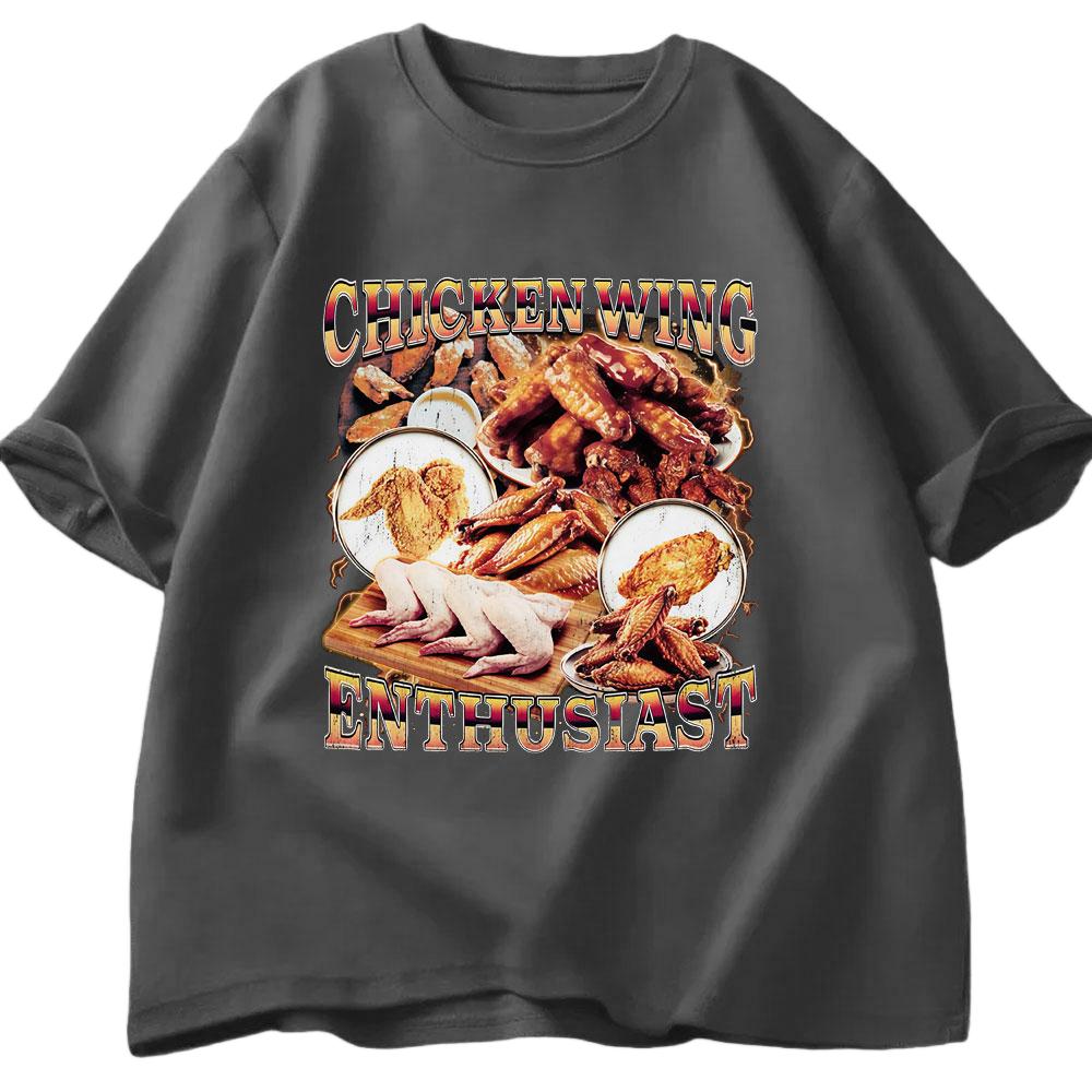 Hähnchenflügel-Enthusiasten Lustiges Meme T-Shirt Herren Damen Freizeit Baumwolle Mode Harajuku Kurzarm-T-Shirt Herren T-Shirt