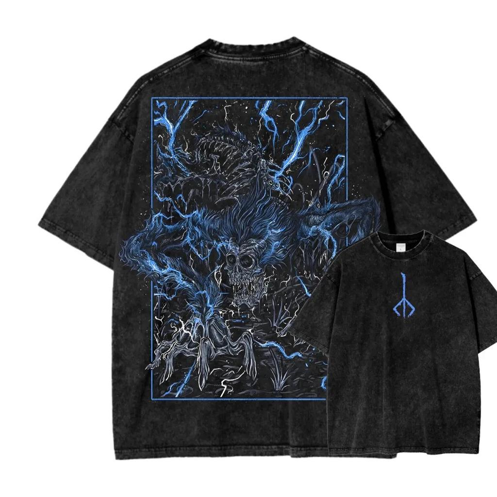 Nuova Top Moda Gioco di Ruolo d'Azione Periferiche Blood Borne T-shirt Stampata Vintage Lavata Uomo Donna Cotone Ampia Oversize Tee