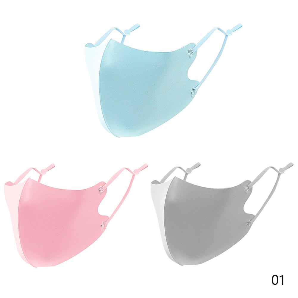 3Pcs Adjustable Washable Ice Silk Face Mask Resuable Dust-proof Anti Dust Filter Mouth Masks for Adults