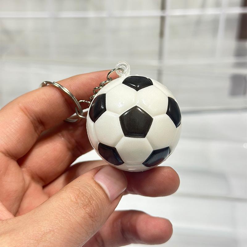 PU Material 4.0CM Soccer Ball Keychain Solid Bouncing Stress Relief Toy Gift for Fans