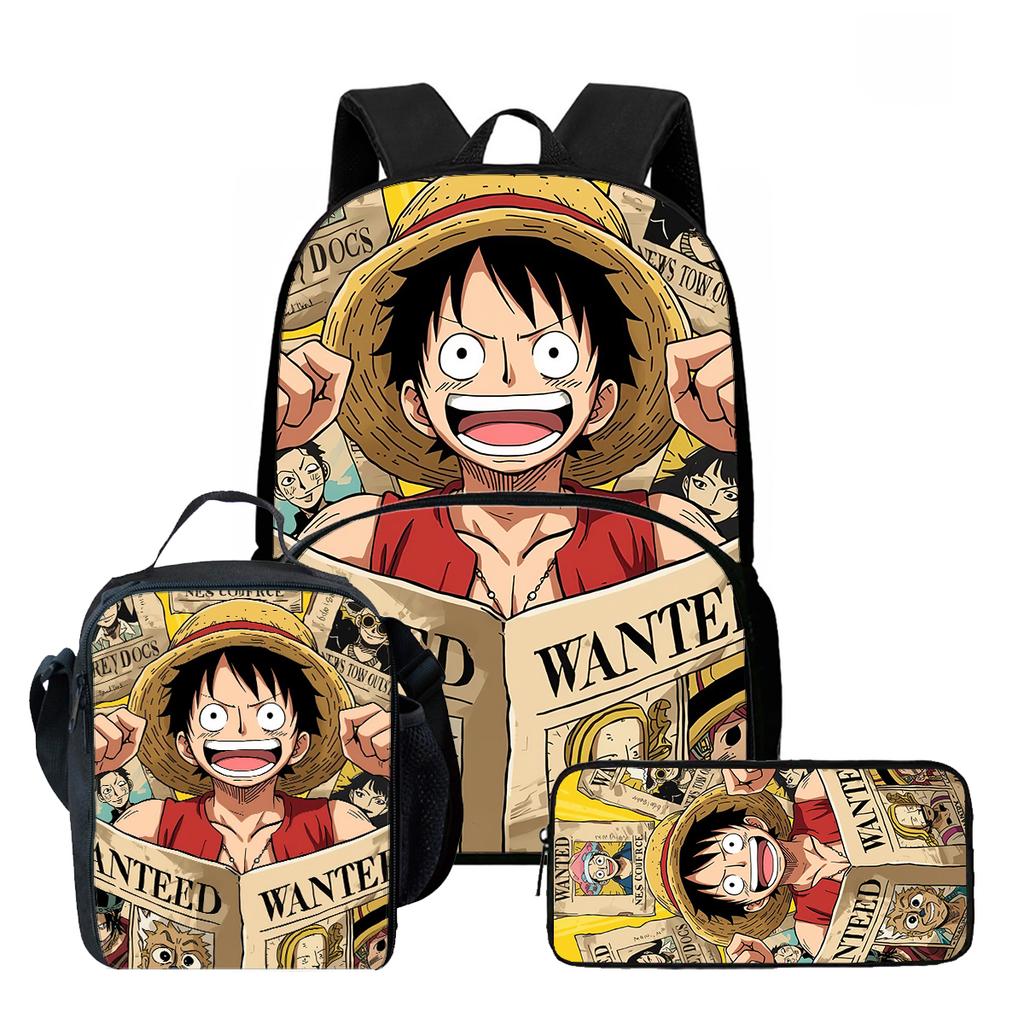 3-in-1 One Piece Backpack Set for Boys Girls Age 6-10, Light Weight School Kit with Front Pocket with Lunch Bag and Pencil Case