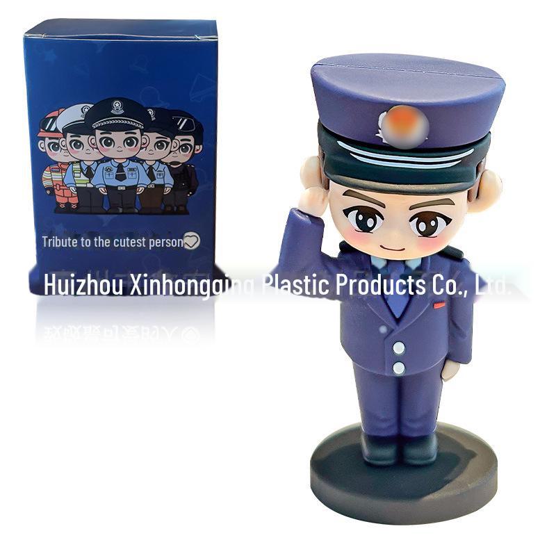 Cartoon Police Officer Keychain - Security, Traffic, Fire Service Commemorative Gift