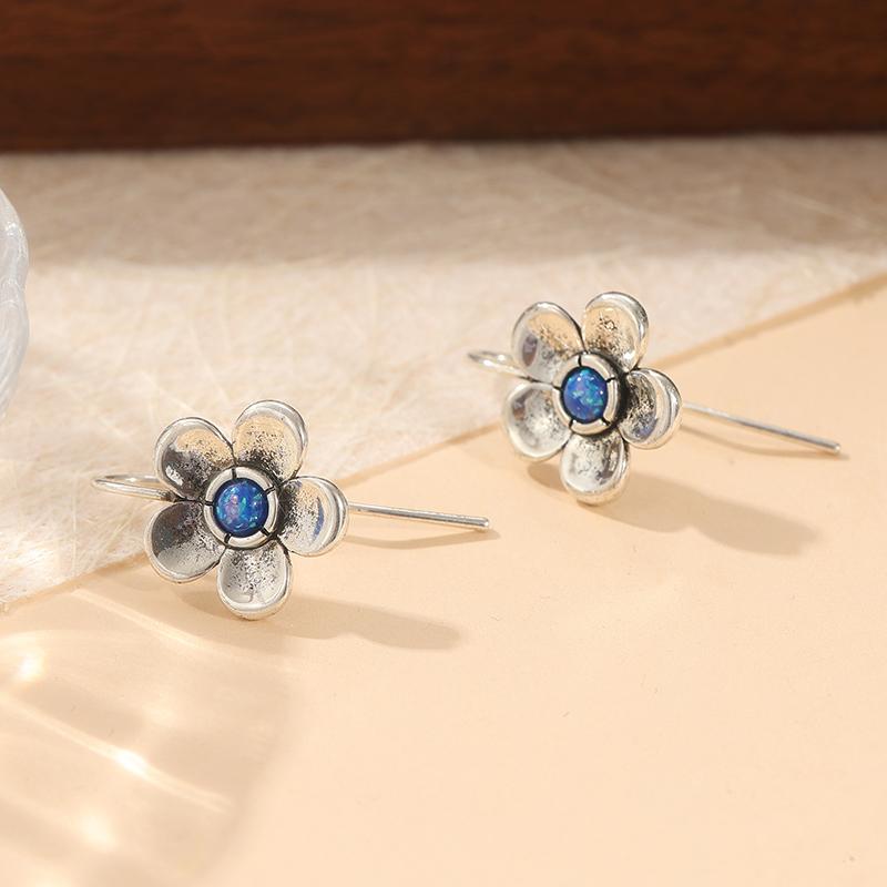 1 Pair of Vintage Hand Carved Flower Earrings, Women's Bohemian Style Daily Vacation Jewelry Accessories, Perfect Gift for Her