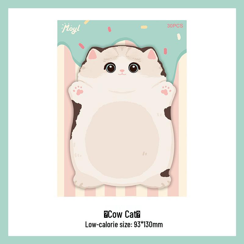 Cartoon Cat Memo Sticky Notes - Cute Irregular Shaped Animal Message Pads for Students