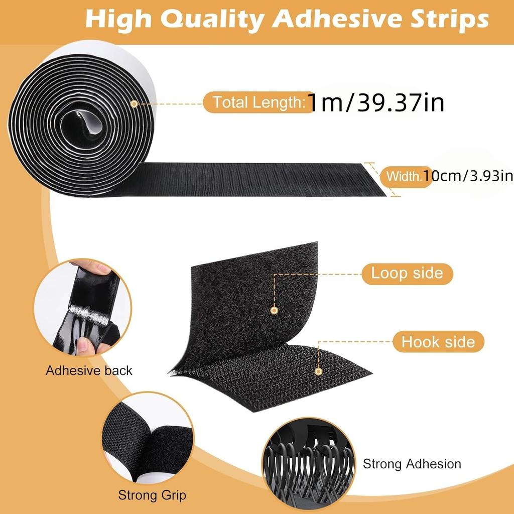 1set Wide Hook and Loop Tape with Adhesive, Nylon Self Adhesive Heavy Duty Strips Fastener for Sofa, Keep Couch Cushions from Sl