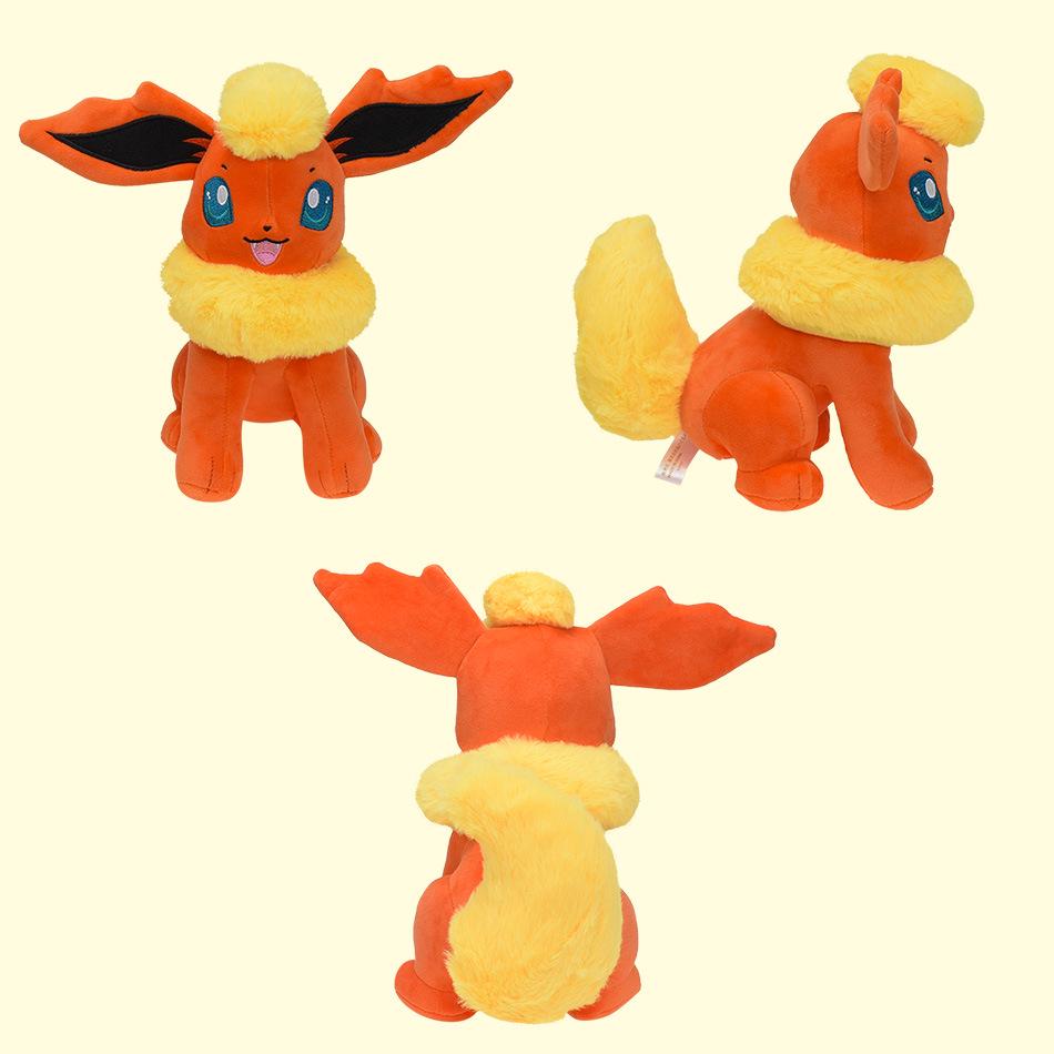 25cm Medium Eevee Plush Doll - 9 Designs with Tag: Fairy, Fire, Water, Ice, Sun, Sitting Open-Mouth