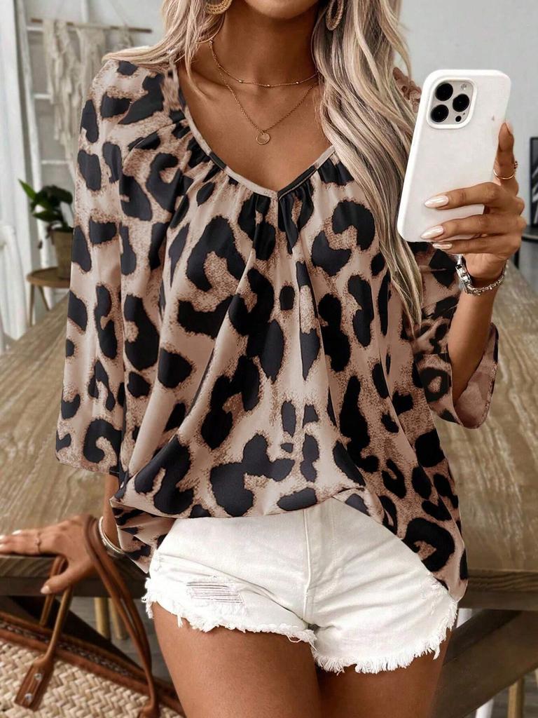 2026 European & American Leopard Print Fashion Women's Shirt