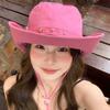 Star Pink Western Cowboy Hat Kids Summer Big Brim Sunscreen Bucket Hat Outdoor Hiking Hiking Hat