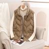 Autumn and Winter New Down Cotton Thickened Vest Women's Stand-up Collar Cotton Vest Middle-aged and Elderly Women's Warm Top Vest