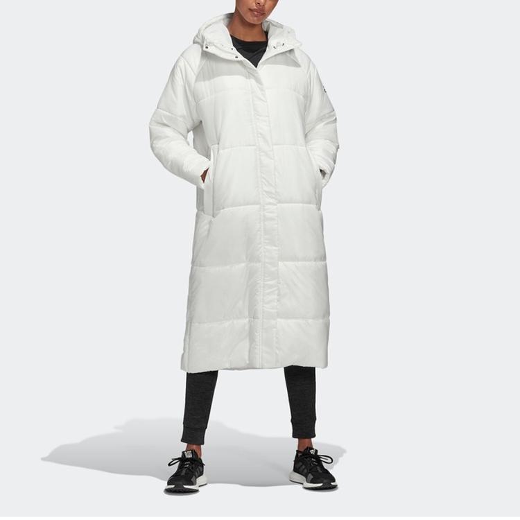 Adidas Uformell Sport Varm Lang Hettebomullsjakke Vinter Damejakker Hvit EK4814