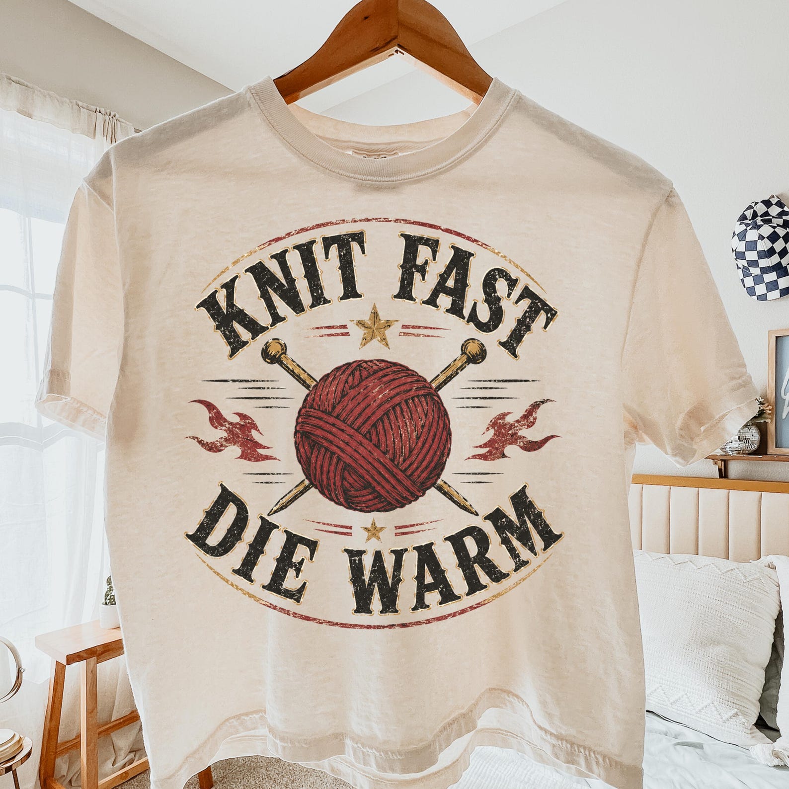 Knit Fast Die Warm Boxy Tee | Funny Knitting Shirt Yarn Lover Gift 2XL