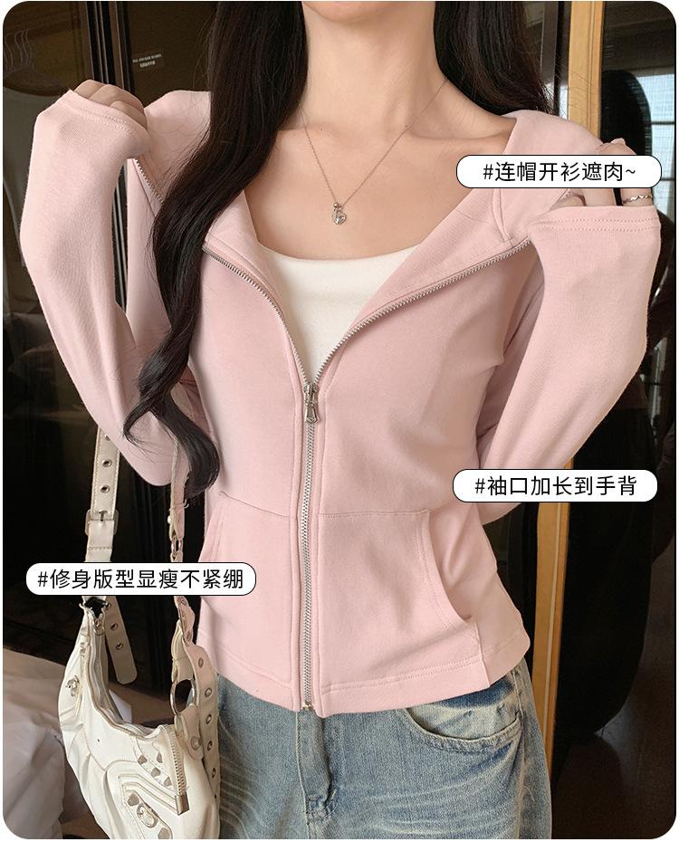 Women S Hooded Zip Up Cardigan Slim Fit Long Sleeve Outerwear