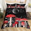 Wild Mushroom Duvet Cover Set Burgundy Plant Bedding Set For Kids Comforter Cover Soft Polyester King Queen Size With Pillowcase