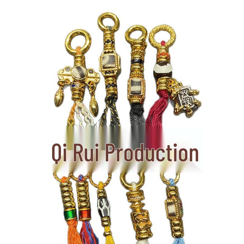 High-End Black Gold Dzi Inlay 108 Bead Pendant Necklace Accessory