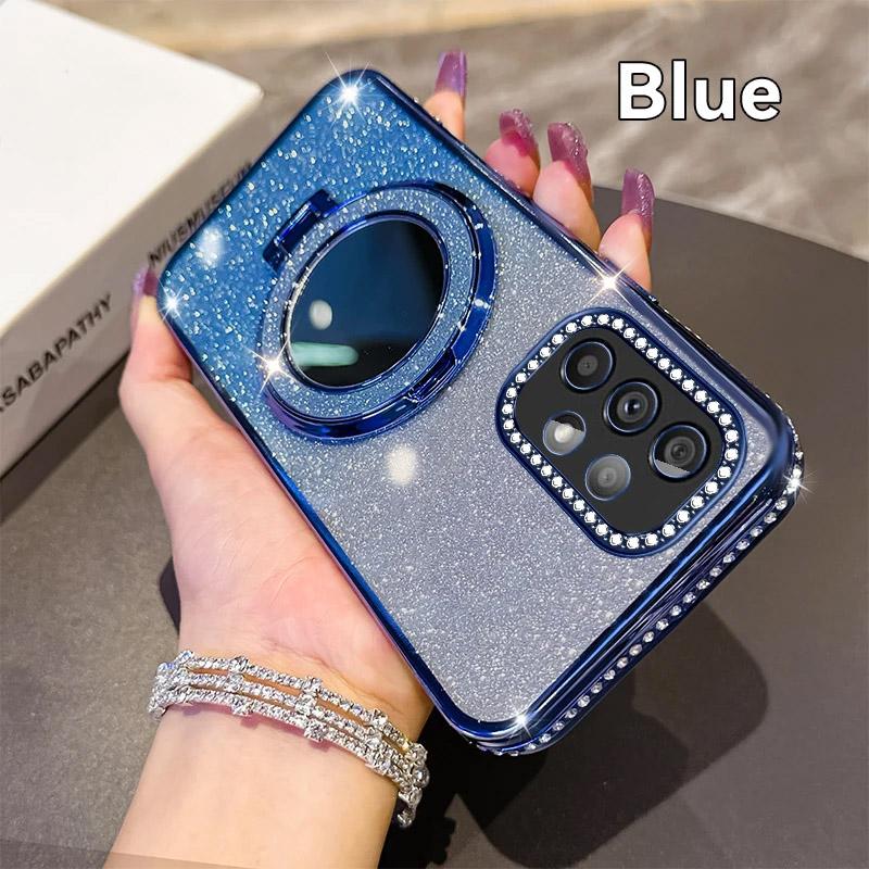 Diamond Glitter Magsafe Mirror Magnetic Holder Bracket Case For Huawei Pura 70 Pura70 Ultra P60 P50 Mate 70 60 50 40 Pro Cover