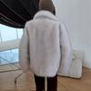 Womens Faux Fox Fur Coat Mid-Length Winter Outerwear Warm Plush Jacket Youth