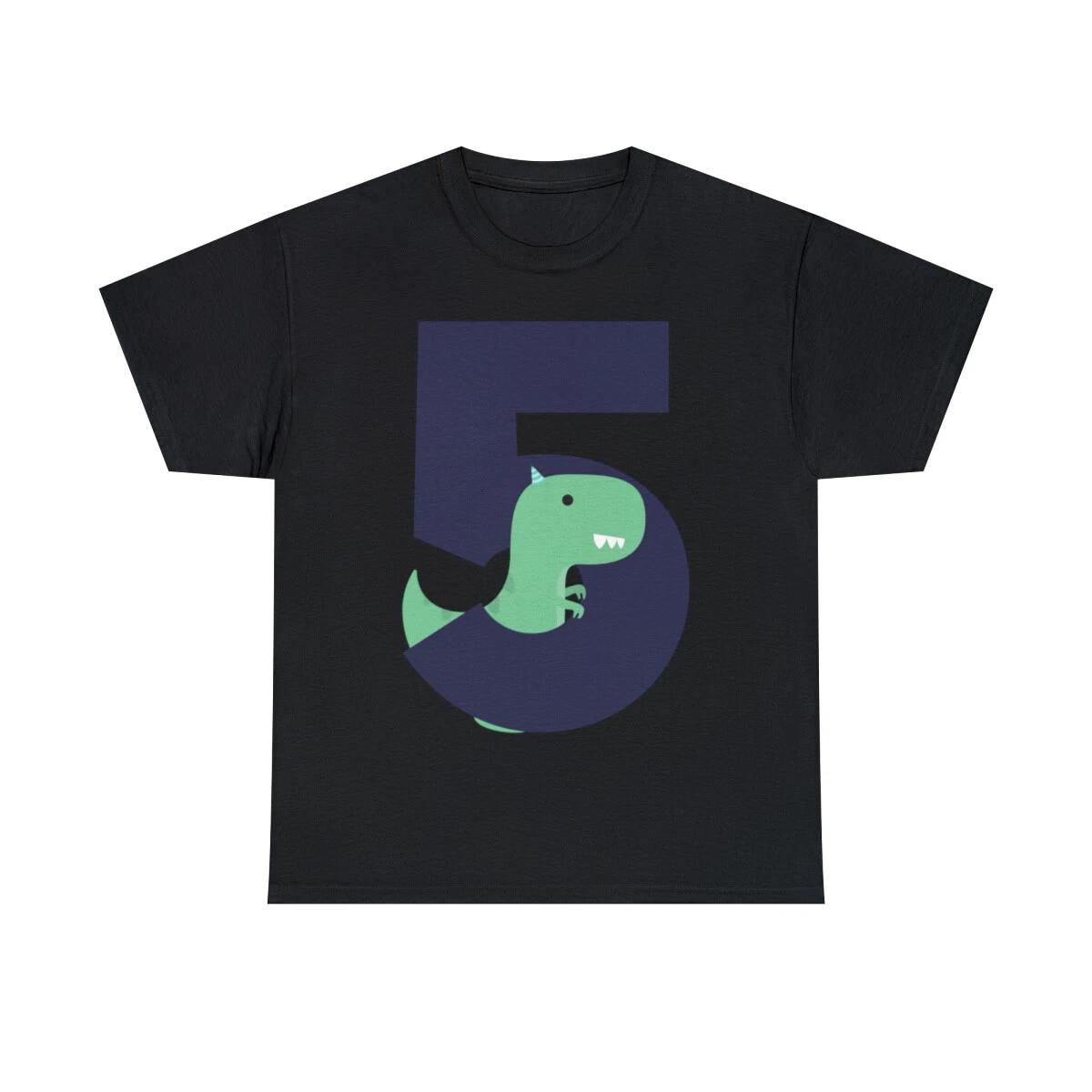 5 Fifth Birthday T-Rex Dinosaur Graphic Tee Shirt, S-5XL 3XL