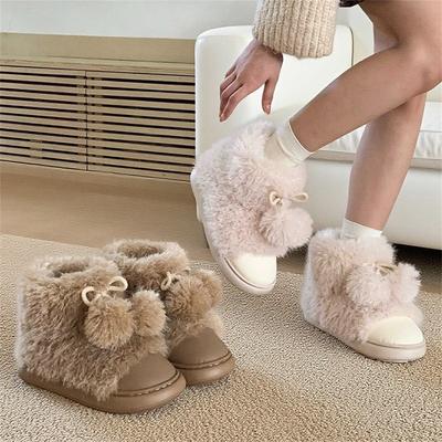 Warm Shoes, Comfortable and Cute, Fluffy Snow Boots, Casual New Style, Outerwear with Fleece Cotton Shoes for Women