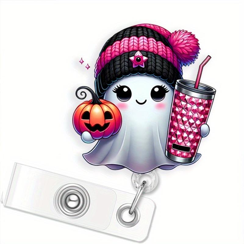 

Unique Halloween ghost ID badge clip with heart anatomy design. Perfect nurse/doctor gift. прозрачный