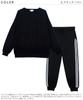 ON NISHIKI Sweatshirt Long Mini Fleece Long Loungewear Women's Set, Sleeve, 35% Cotton, Lining, Spring/Autumn Pajamas, Pants, (Black/M/77321)