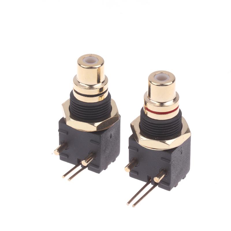 2/4Pcs Rca Female Socket Elbow Pin Pcb Panel Mount Adapter Right Angle Copper Gold Plated Decoder Digital Coaxial Connector 1Pair