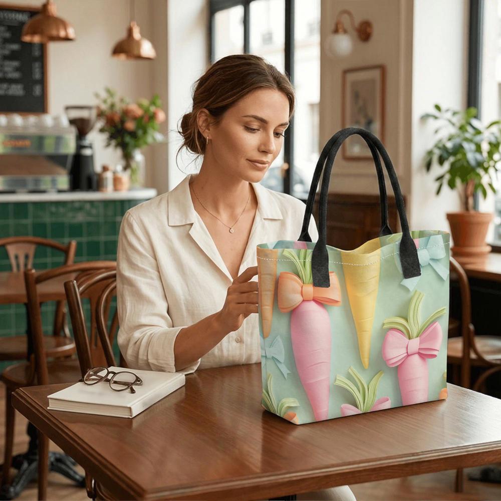 Cute Carrot Pattern Tote Bag Fashion Canvas Shoulder Bag for Daily Use