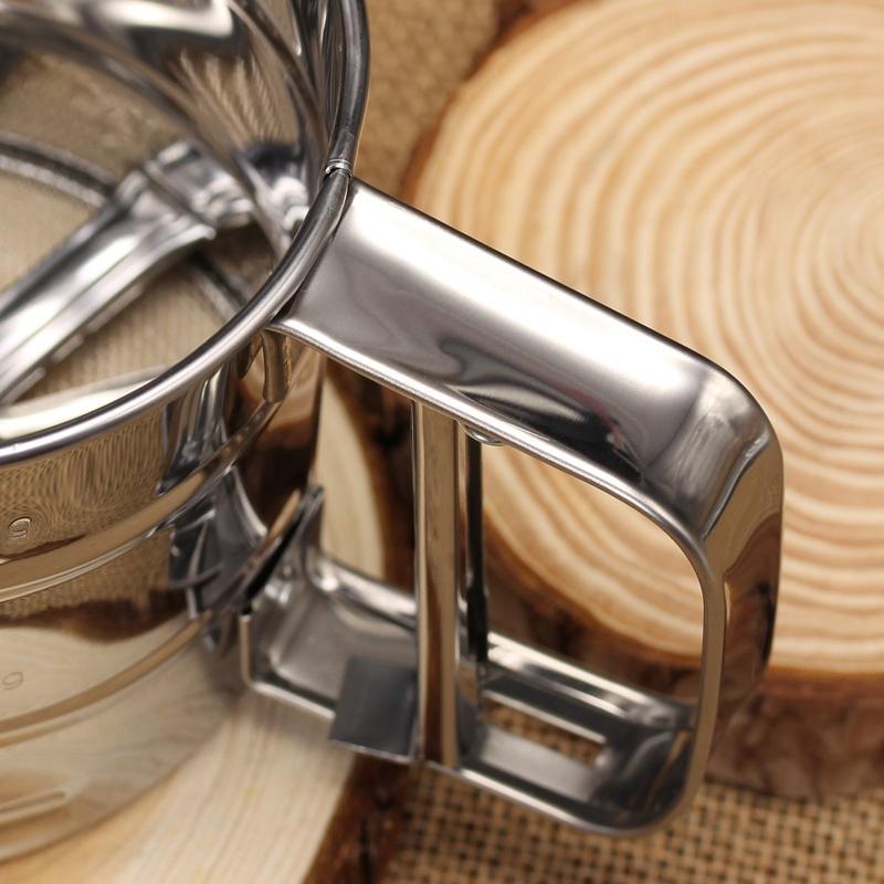1 pcs Cup Shape Flour Sieve Stainless Steel Mesh Flour Sifter Mechanical Baking Icing Sugar Shaker S
