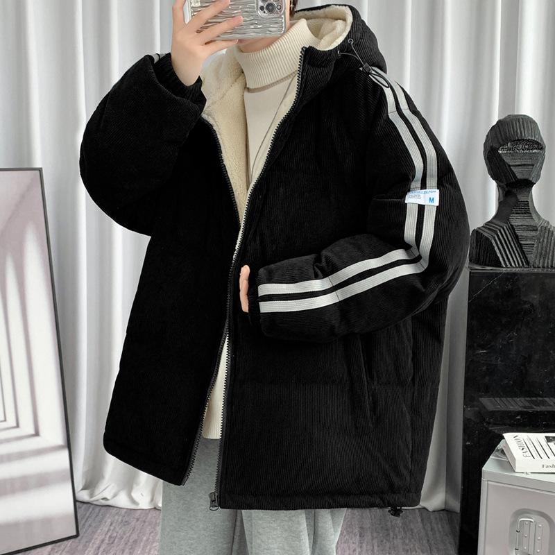 Jacket men's autumn and winter new trendy brand thickened corduroy jacket adolescent Internet celebrity same warm down jacket