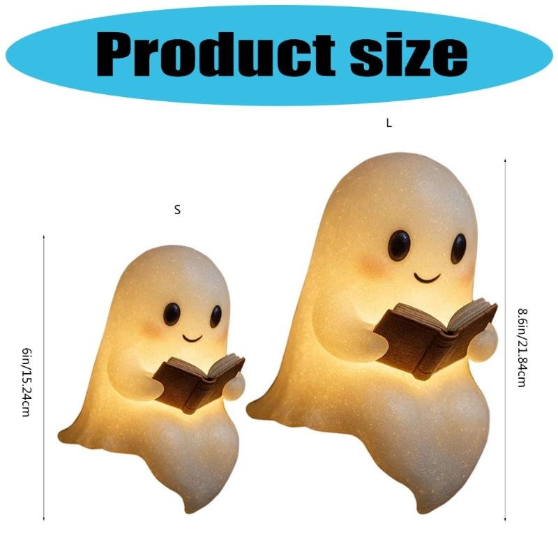 Miniature Ghosty Bookend Resin Decoration Halloween Themed Study Home Decoration Gift for Readers Library