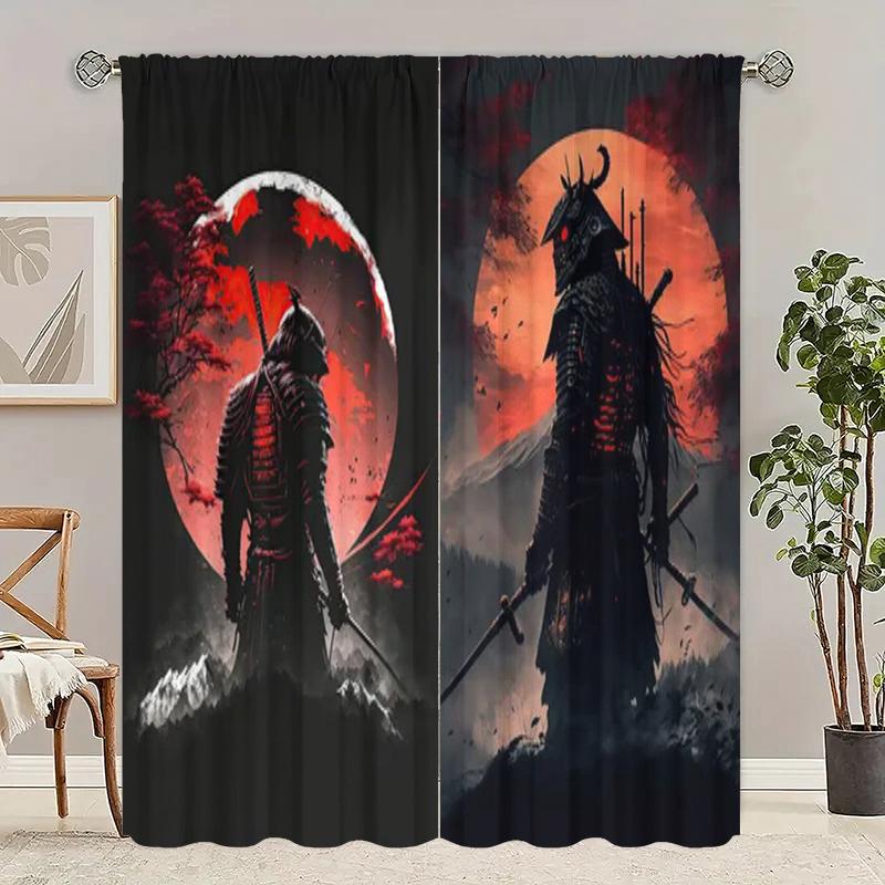 

Samurai Combat Eco Friendly Polyester Printed Curtain Limited Time Special Gift Combination Curtains Made Of W100*H70(CM)-Grommet top&2PCS