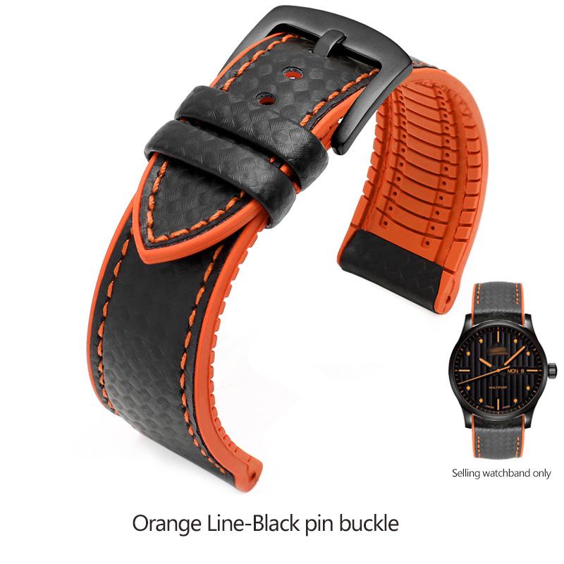 Silikonowy Pasek z Włókna Węglowego Wodoodporny Pasek do Zegarka dla Omega Speed Master Gumowy Zamiennik Męska Bransoleta Pasek 18mm 20mm 22mm 24mm